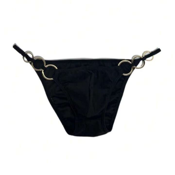 Bonga Boys Men's Metal Ring Sexy Black Tringular Briefs Underwear
